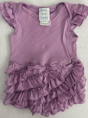 Lavender Ruffle Romper Dress by Lemon Loves Layette